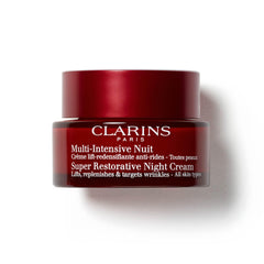 CLARINS jar front view showing elegant packaging and premium night cream benefit