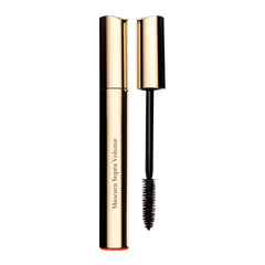 Clarins Supra Volume Mascara front view showing compact tube and branding benefit: travel-friendly volume
