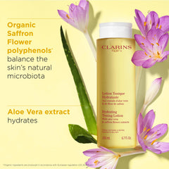 Clarins gel-like lotion texture close-up showing smooth moisturizing feel