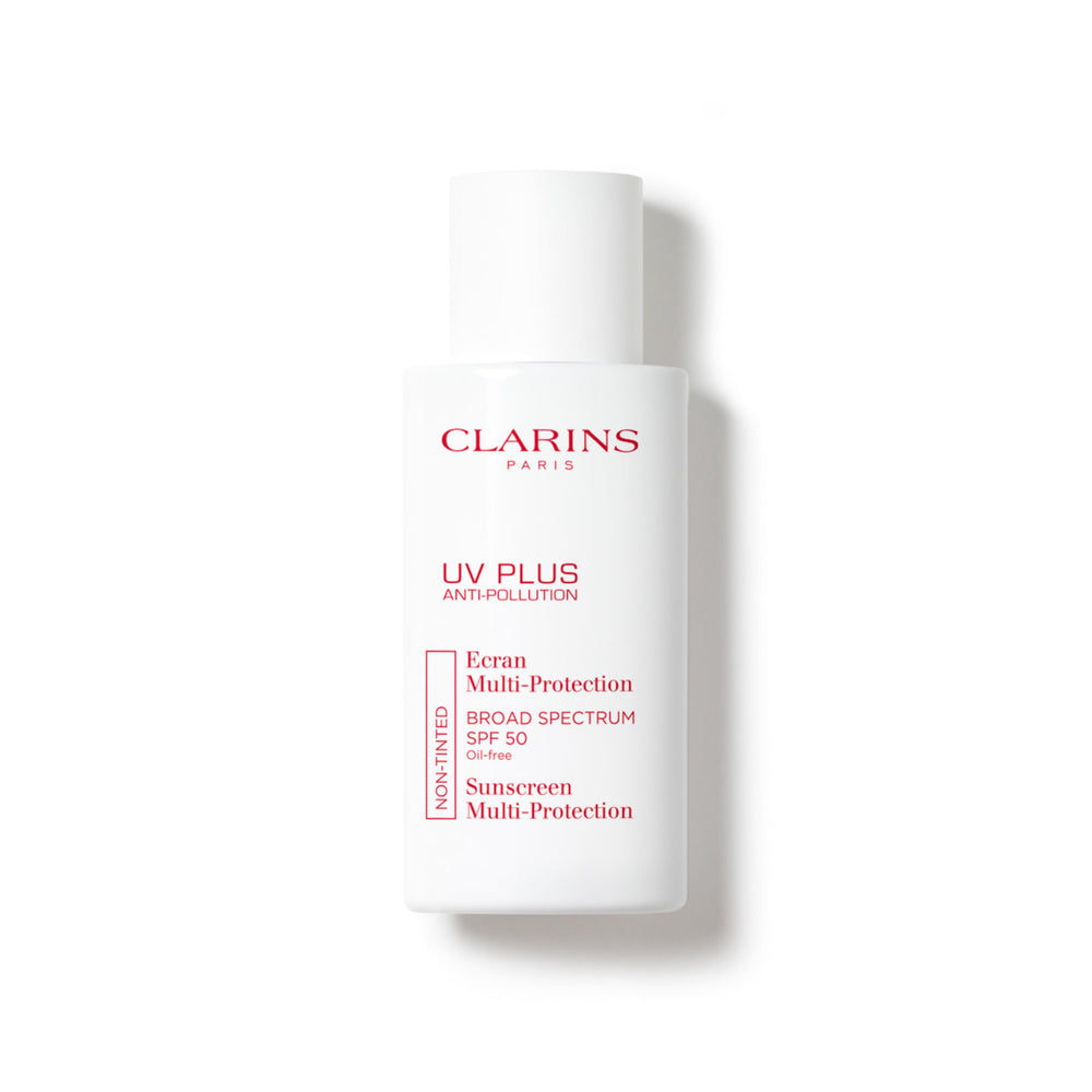 Clarins UV Plus front packaging showing SPF 50 for clear protection
