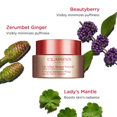 CLARINS mask being applied to cheek demonstrating easy application and de-puffing effect