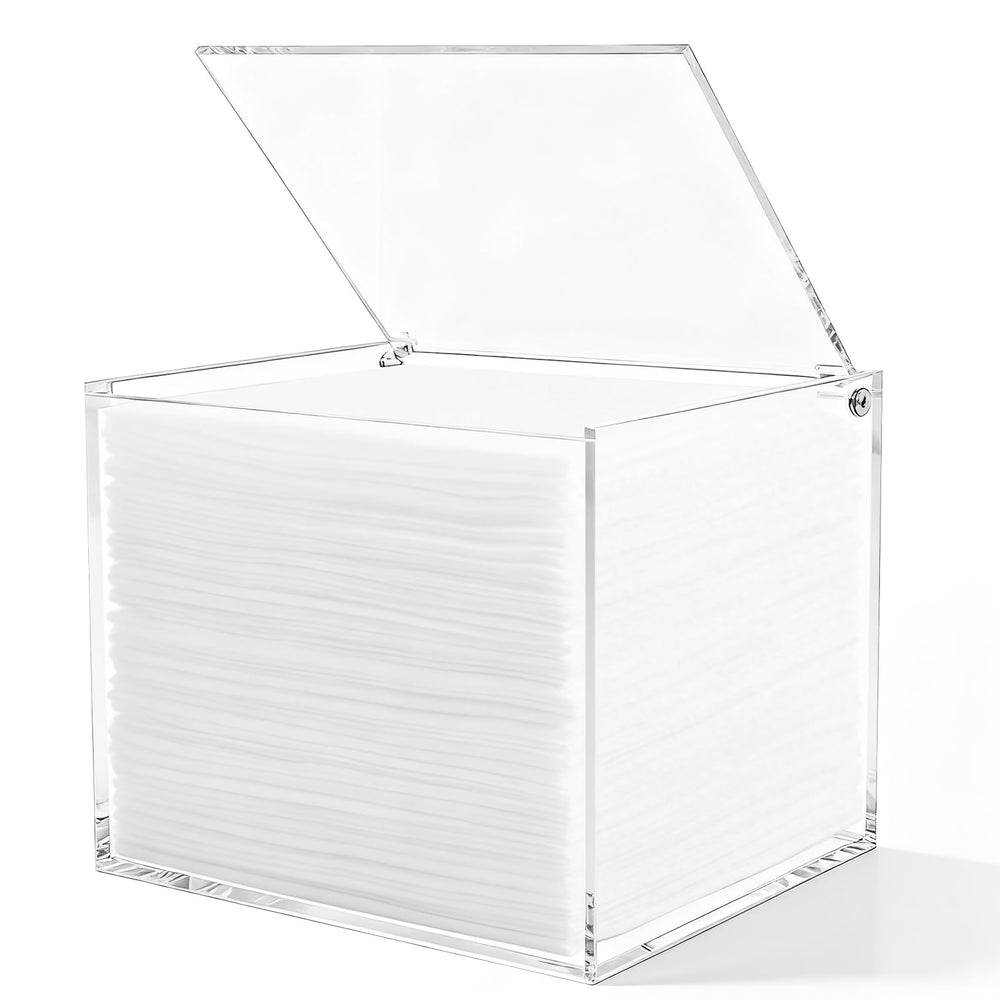 ClarityCraze front view of acrylic towel holder showing neat organization and quick access