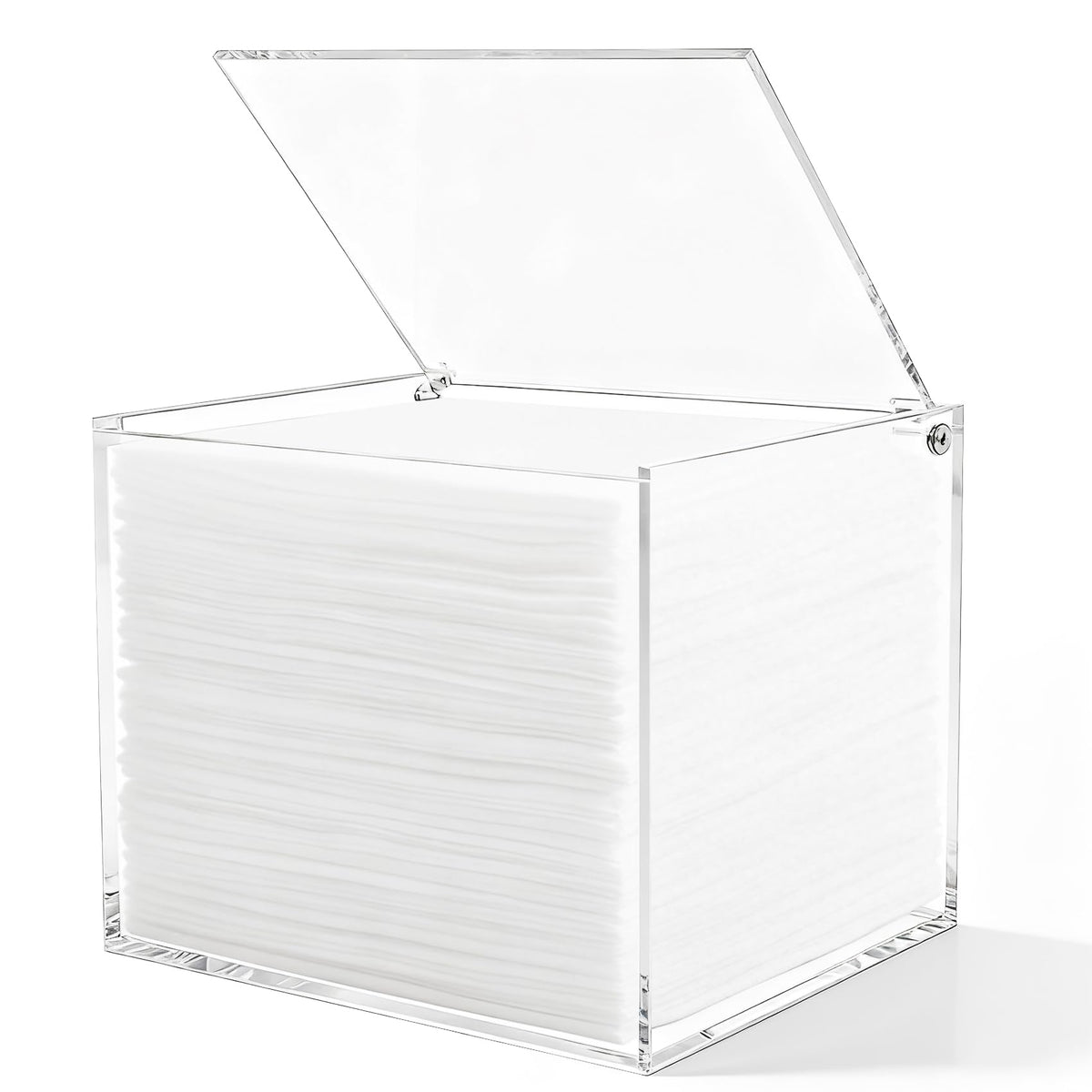 ClarityCraze front view of acrylic towel holder showing neat organization and quick access