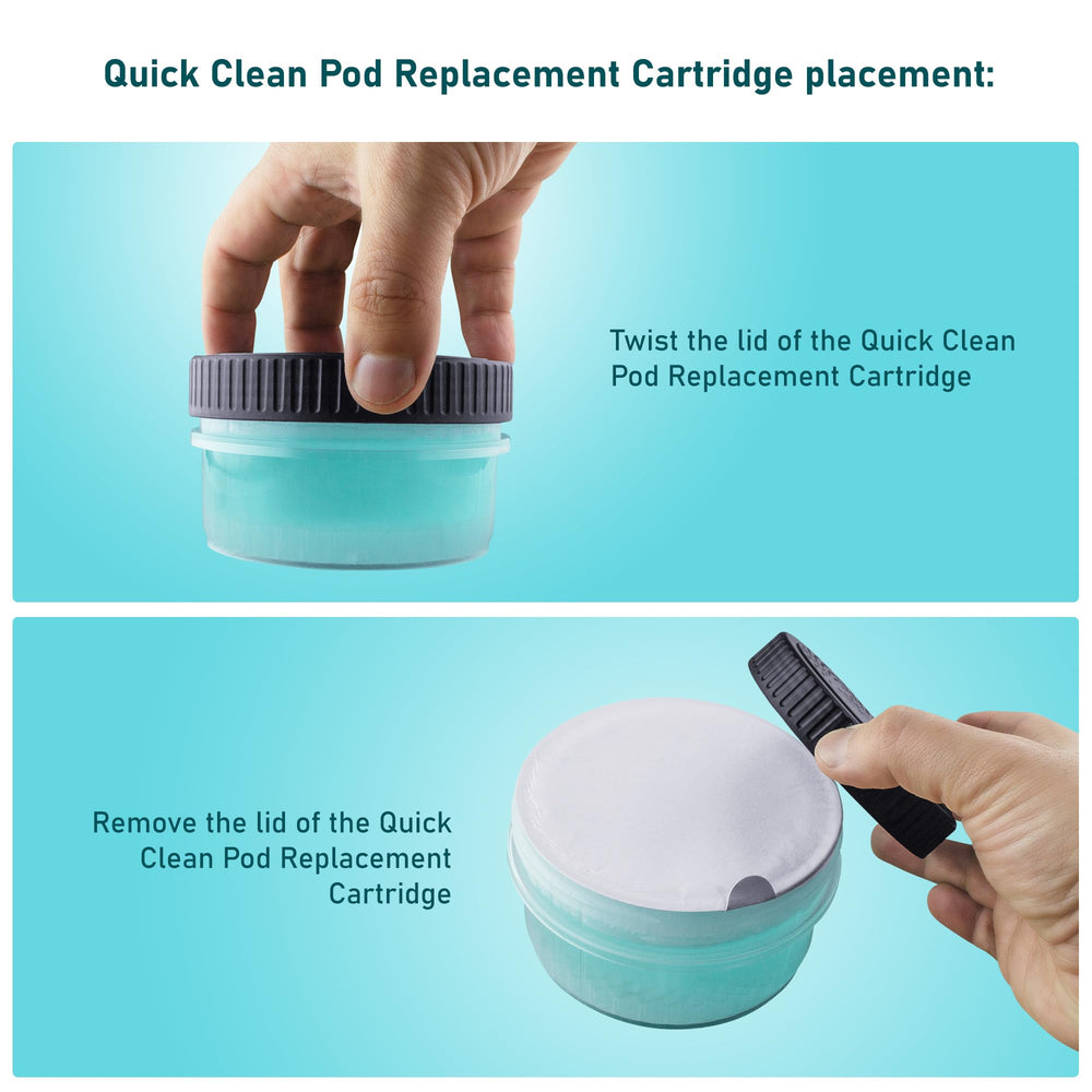Clark Shaving Co. cartridge installed in a Philips Norelco Quick Clean pod demonstrating easy replacement