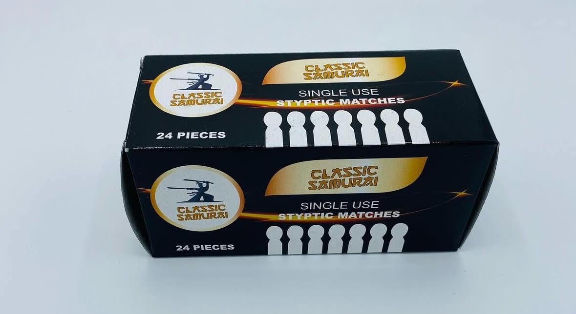 Classic Samurai match in use from a travel kit showing portable, hygienic on-the-go treatment