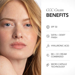 CLE CCC Cream texture close-up highlighting smooth, hydrating finish and blendability benefit