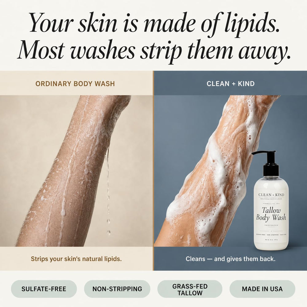 Clean + Kind creamy lather on hand demonstrating gentle moisturization