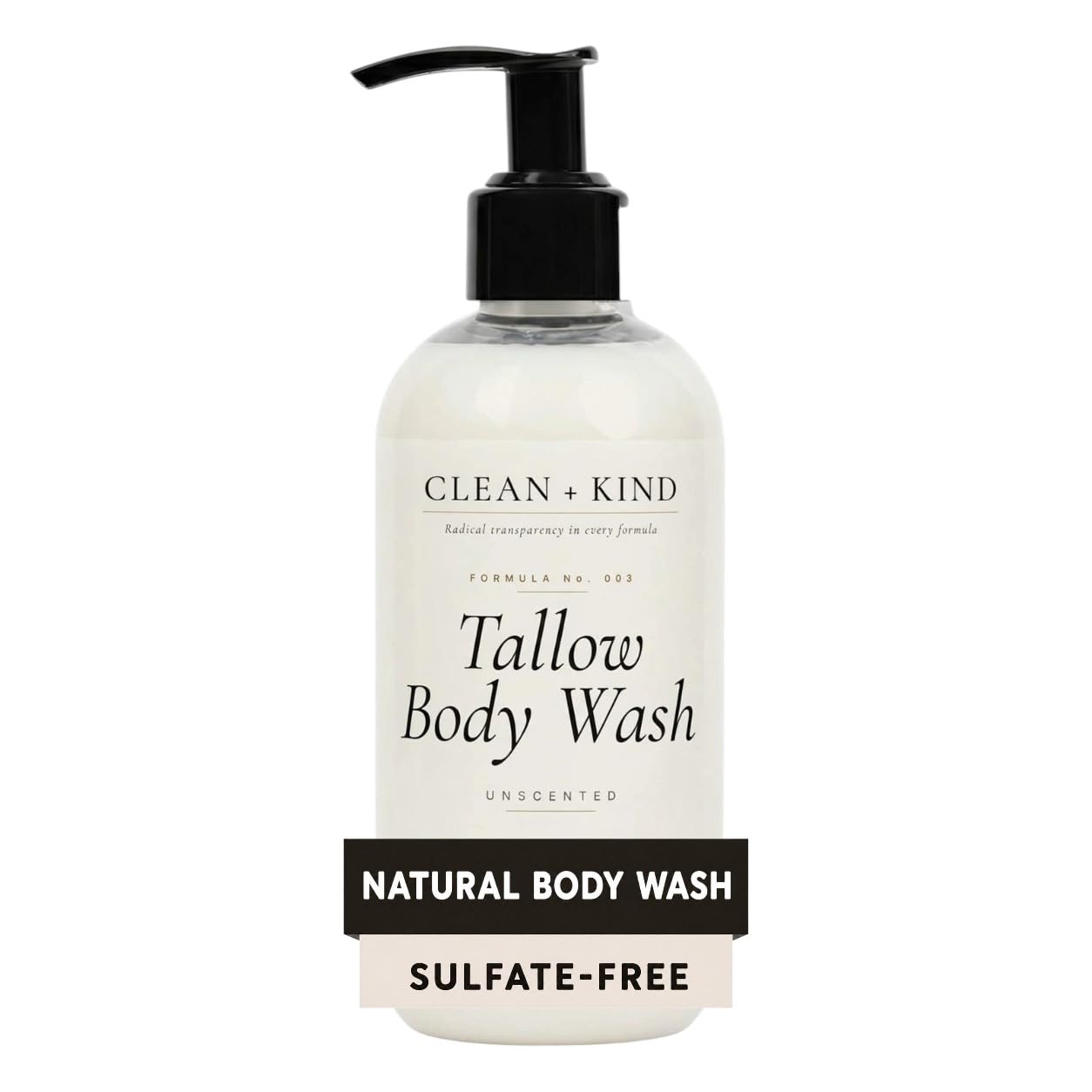 Clean + Kind front packaging showing unscented sulfate-free benefit