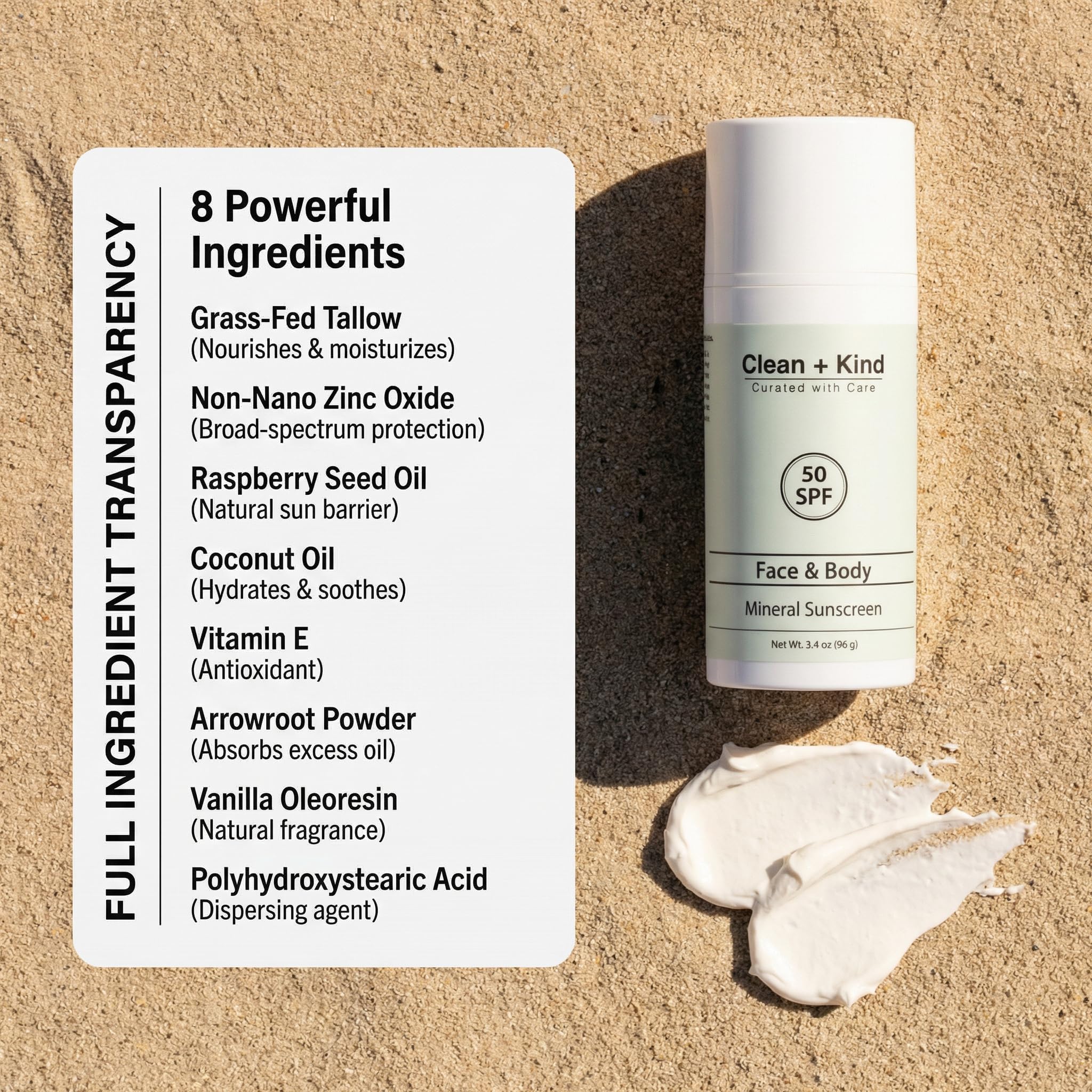 Clean + Kind lifestyle hiking scene with sunscreen on backpack for outdoor readiness