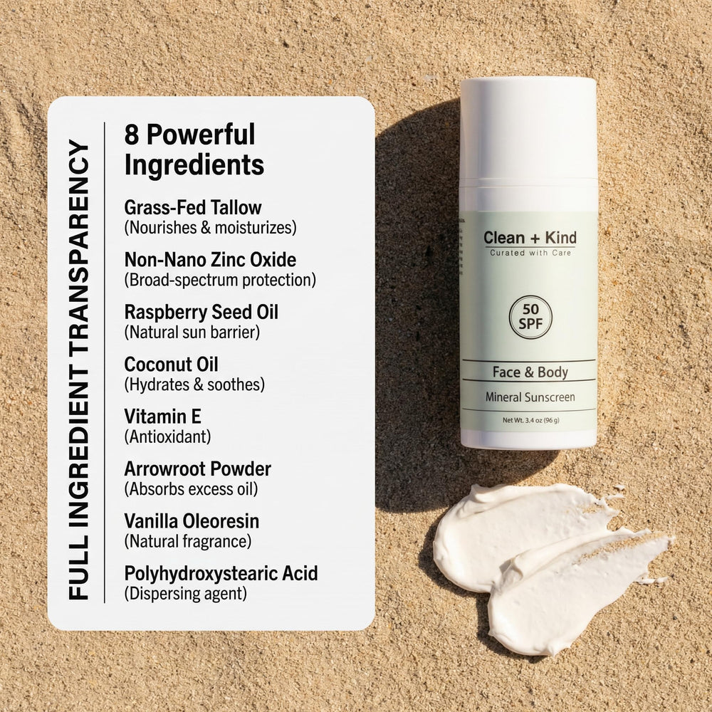 Clean + Kind lifestyle hiking scene with sunscreen on backpack for outdoor readiness