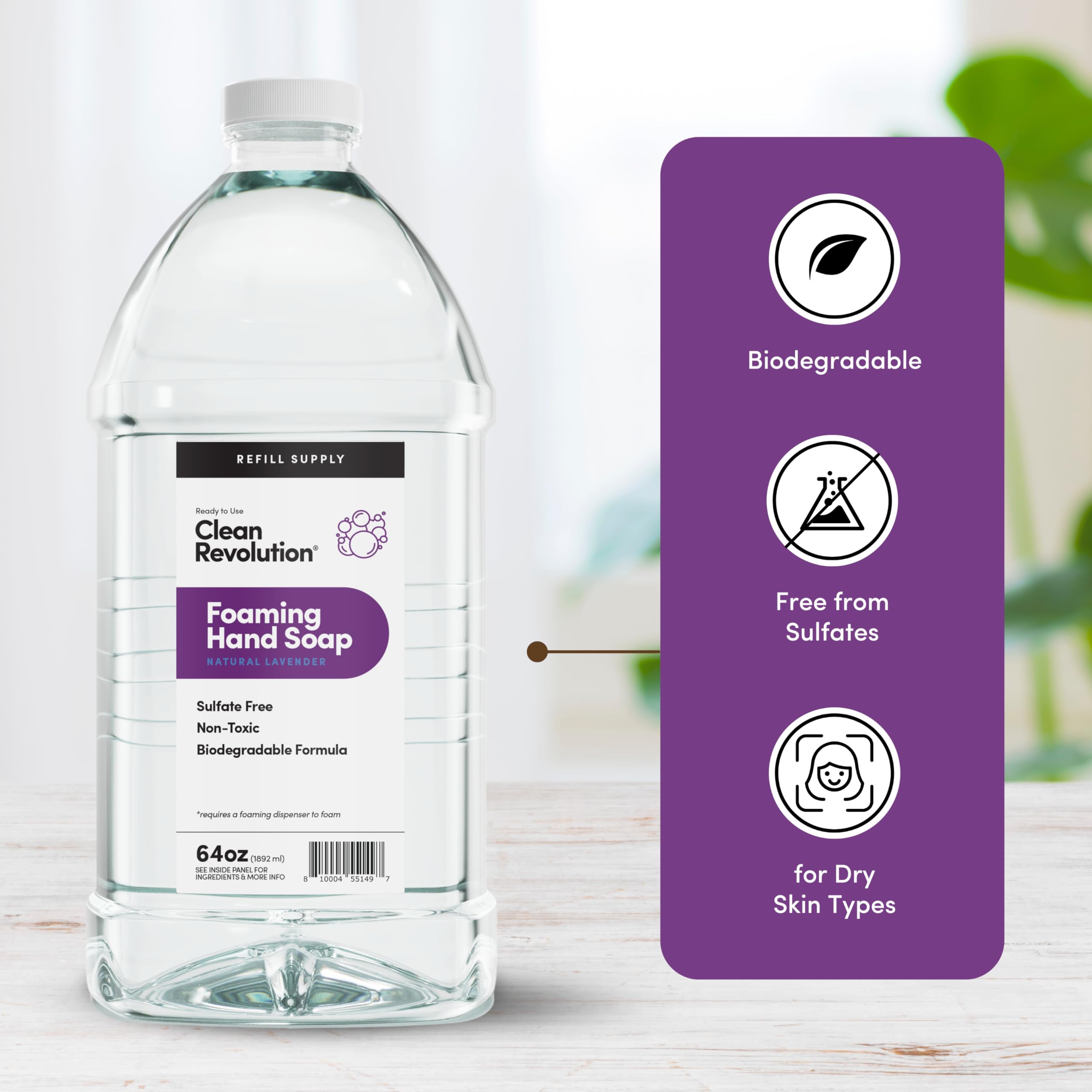 Clean Revolution being poured into a foaming dispenser for easy refills