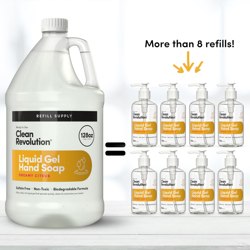 Clean Revolution essential oil drops and citrus fruits showing natural scent