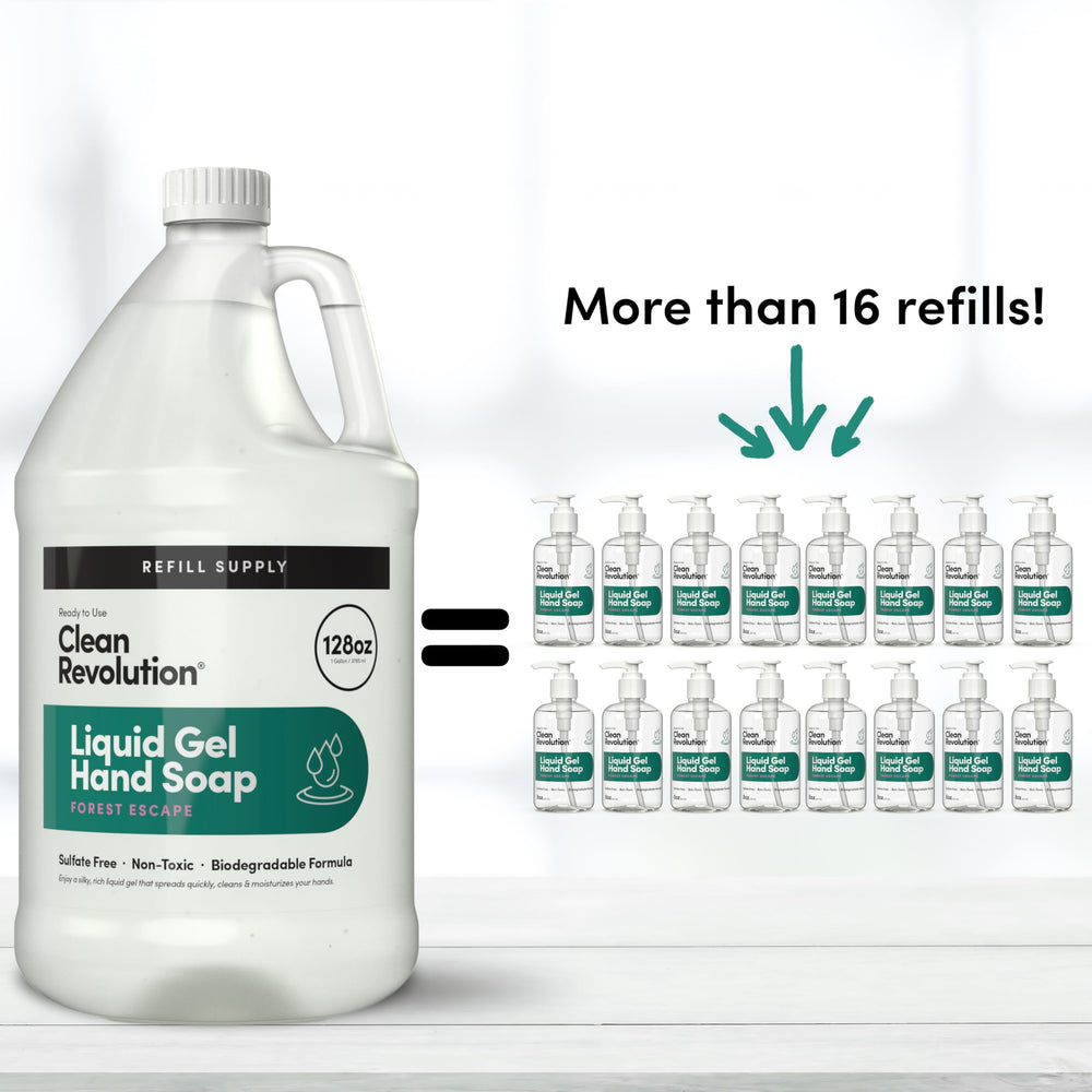 Clean Revolution back label with ingredients list and eco-friendly claims
