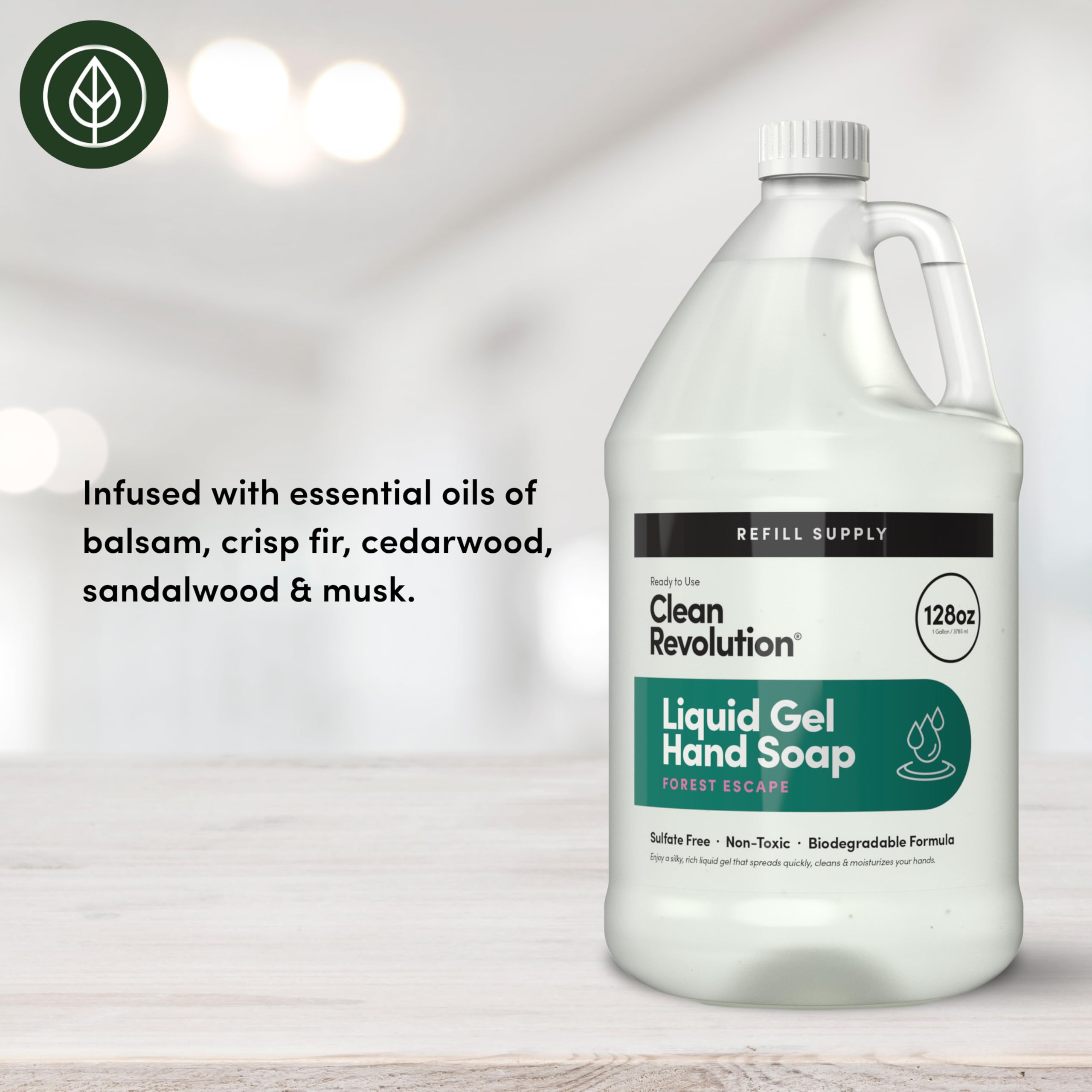 Clean Revolution gel pouring from bottle showing silky texture and easy dispense