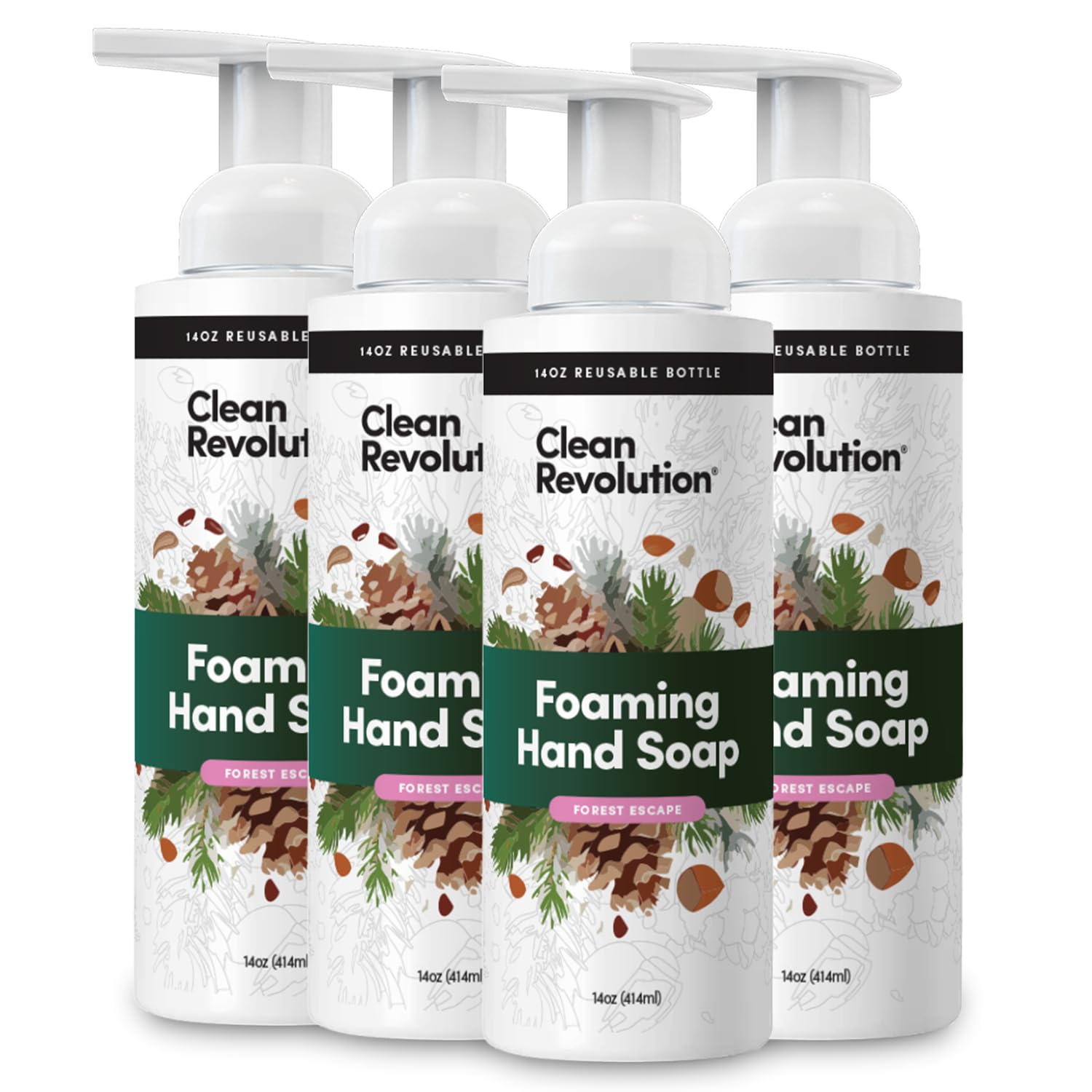 Clean Revolution front label showing Forest Escape scent and benefits