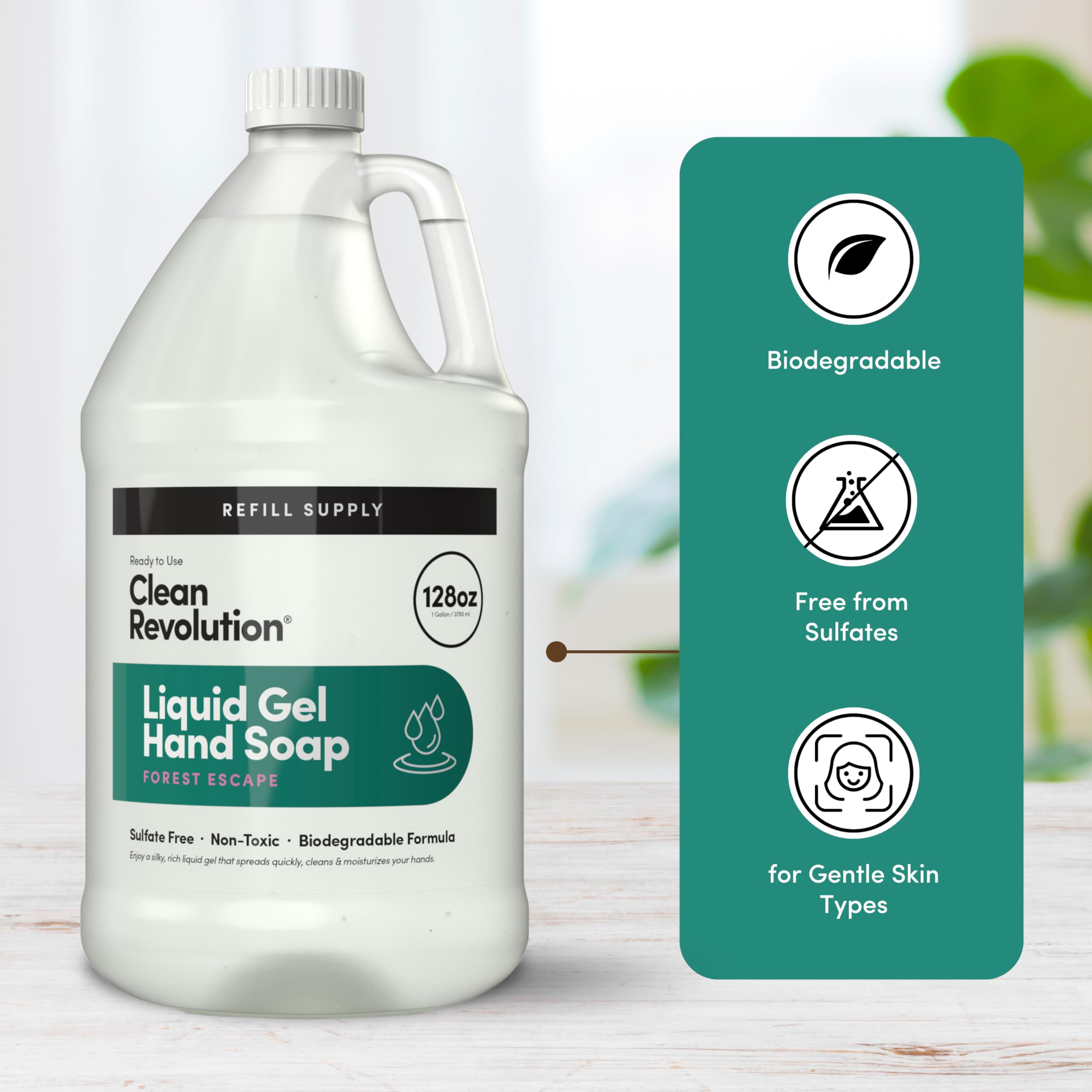 Clean Revolution being poured into a dispenser for convenient refill