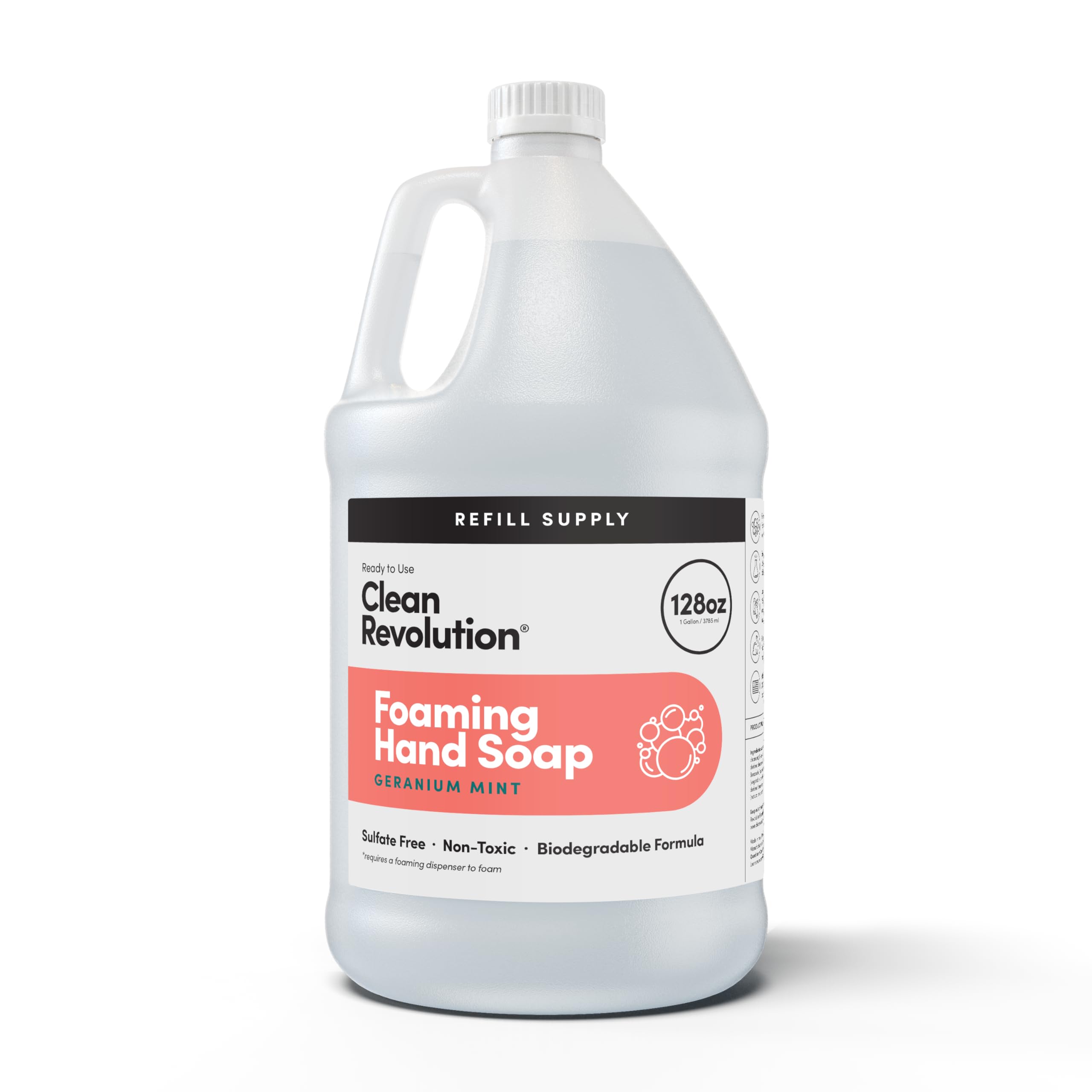 Clean Revolution front view of 128 oz gallon bottle showing product and label benefits