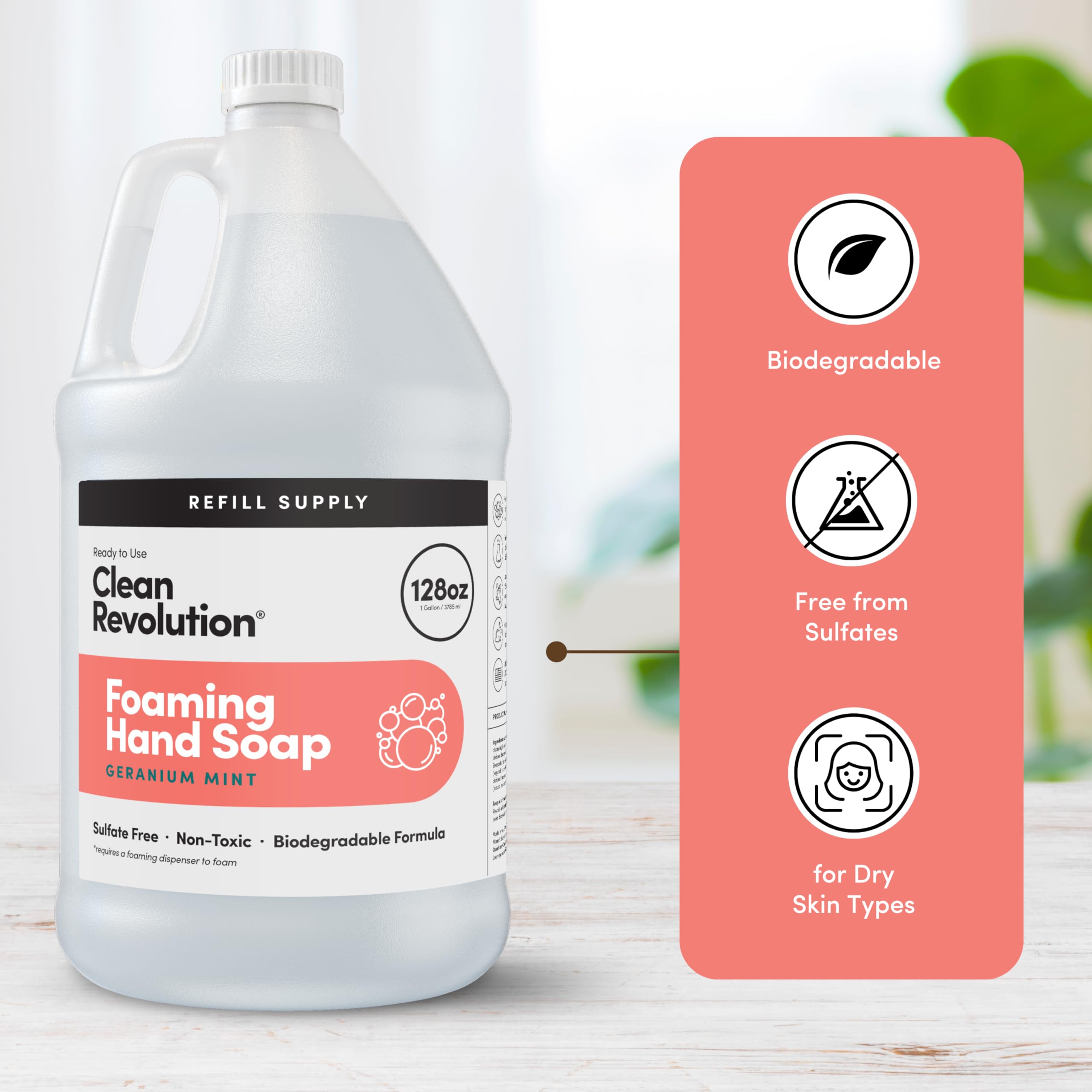 Clean Revolution label close-up showing ingredients and sulfate-free claim details