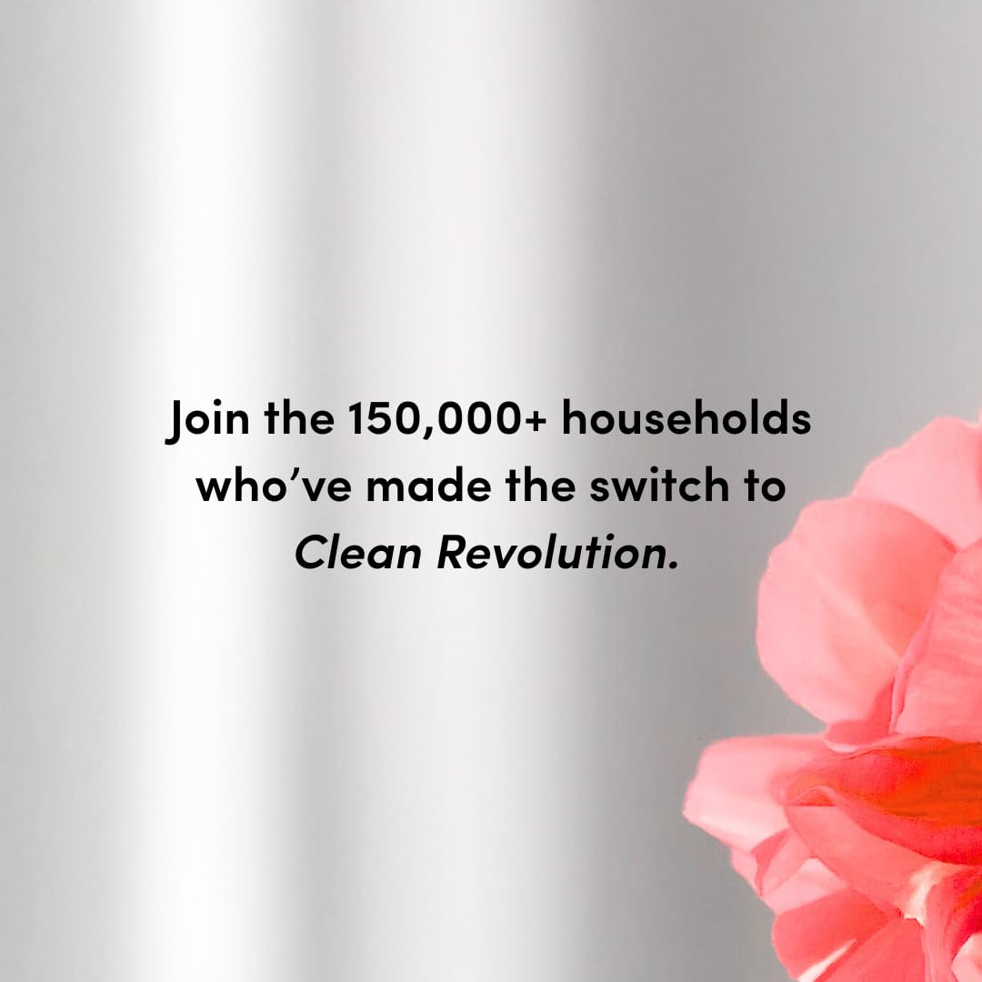 Clean Revolution packaging with recycled and cruelty-free icons signaling sustainability