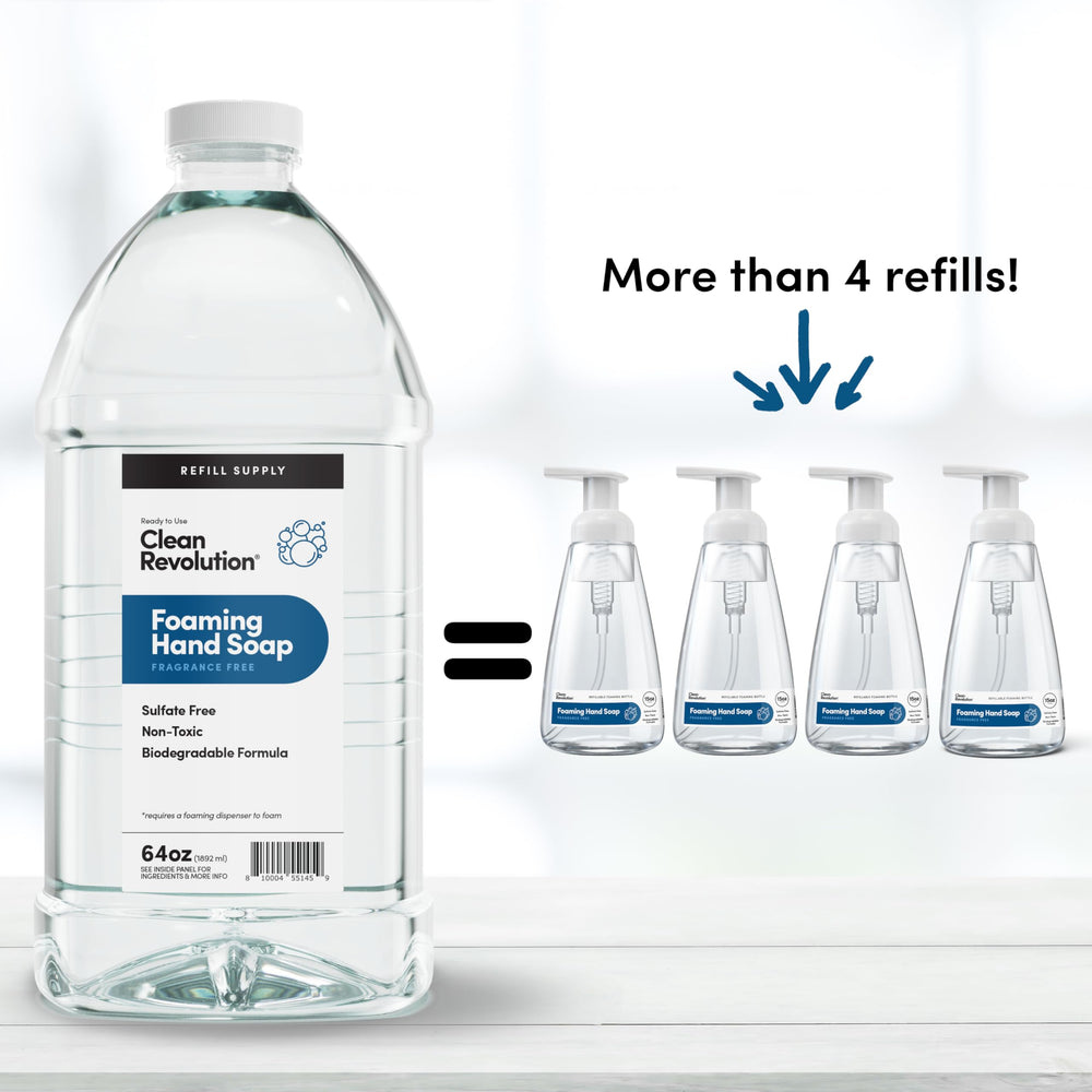 Clean Revolution recyclable jug detail emphasizing eco-friendly packaging and reduced waste
