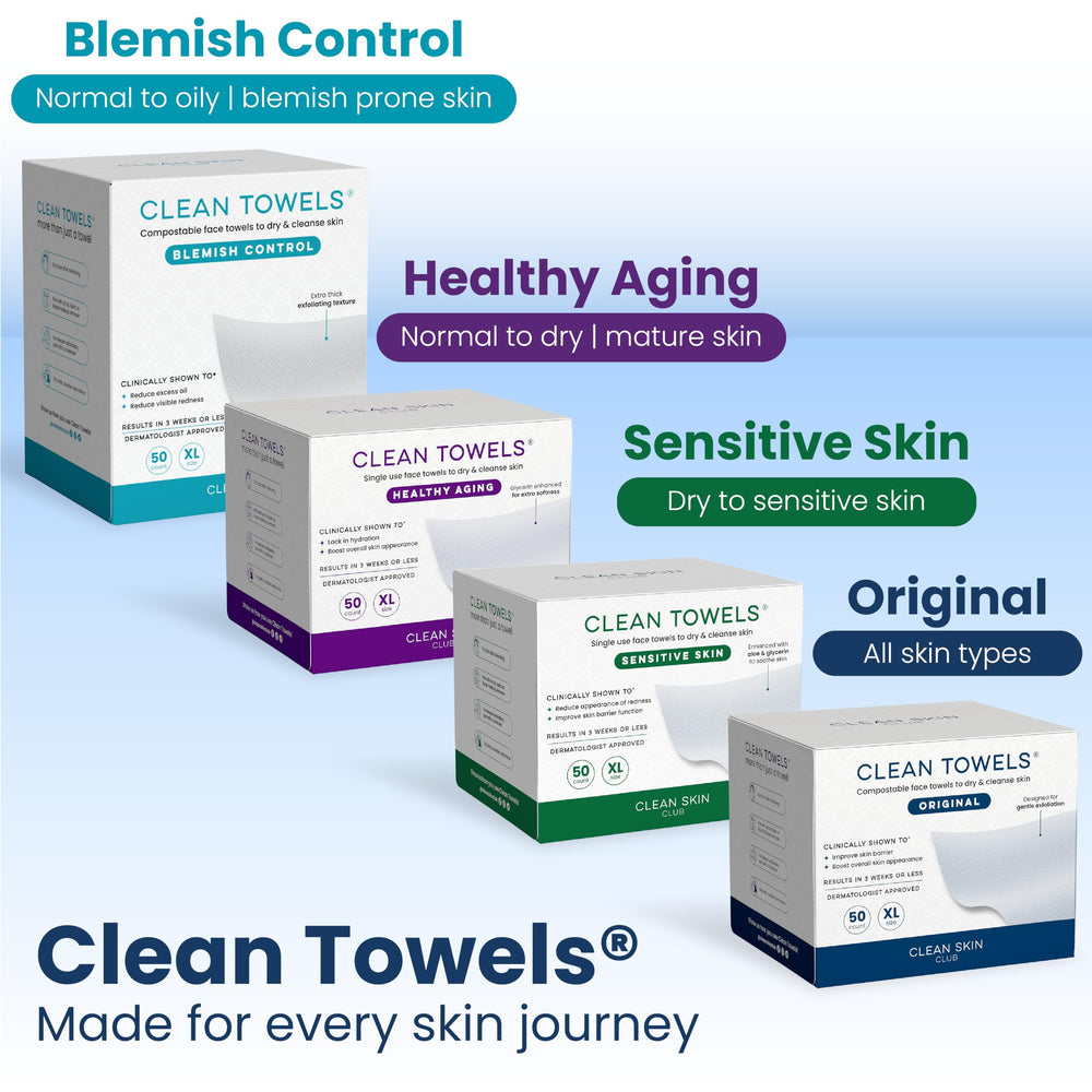 Environmental badge graphic on Clean Skin Club pack emphasizing biobased materials