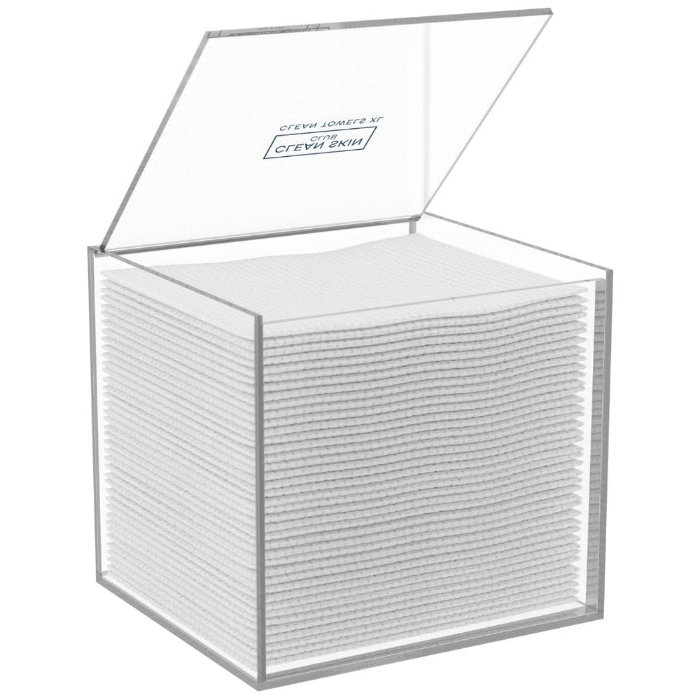 CLEAN SKIN CLUB front view showing clear box and neat storage benefit