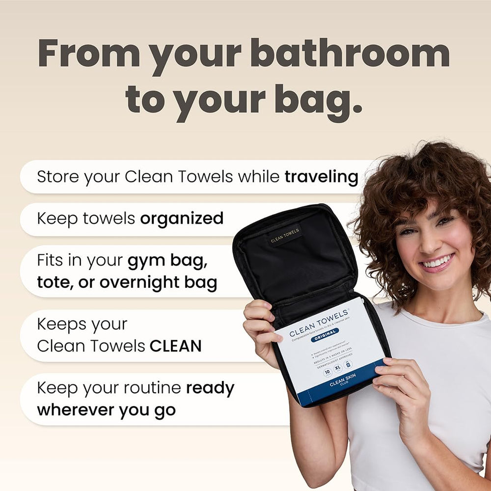 CLEAN SKIN CLUB pouch inside gym bag showing easy-access hygiene benefit