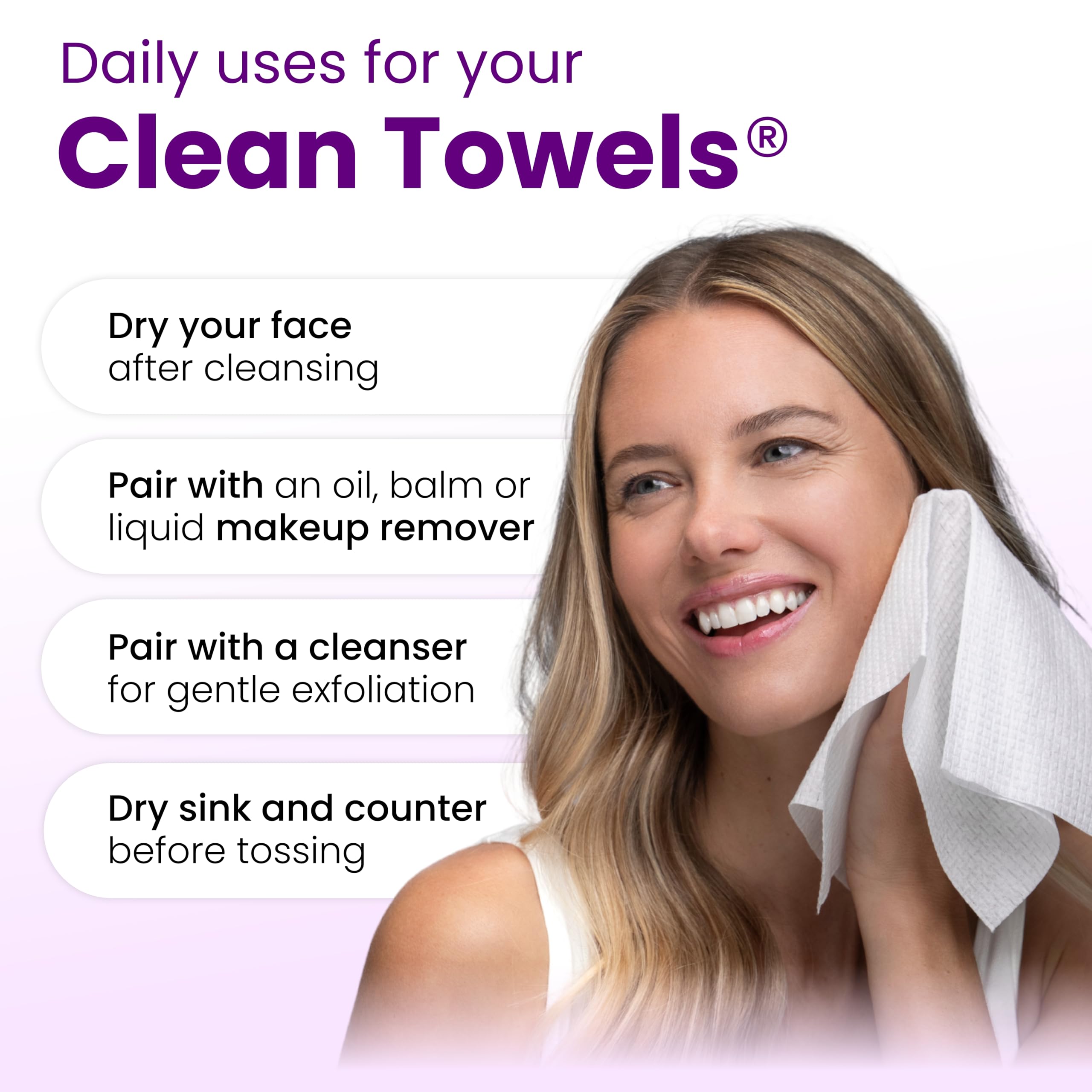 CLEAN SKIN CLUB towel edge detail illustrating gentle weave