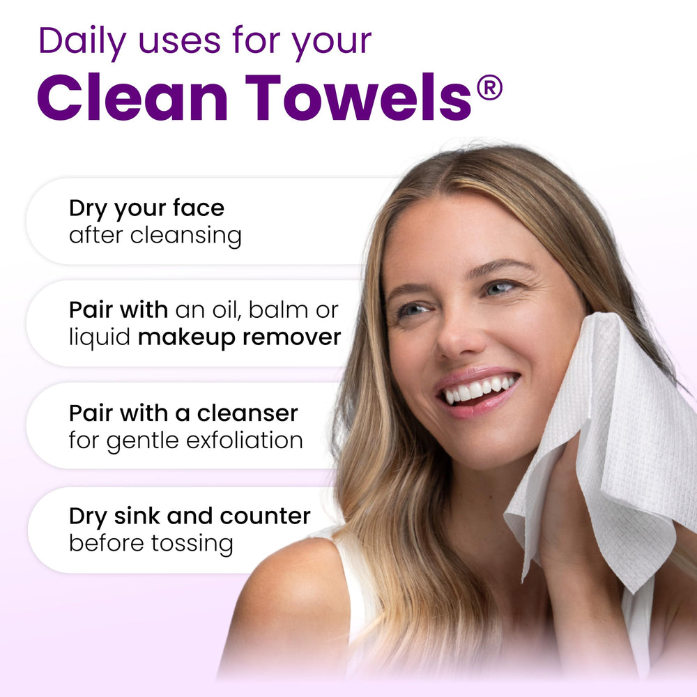 CLEAN SKIN CLUB towel edge detail illustrating gentle weave