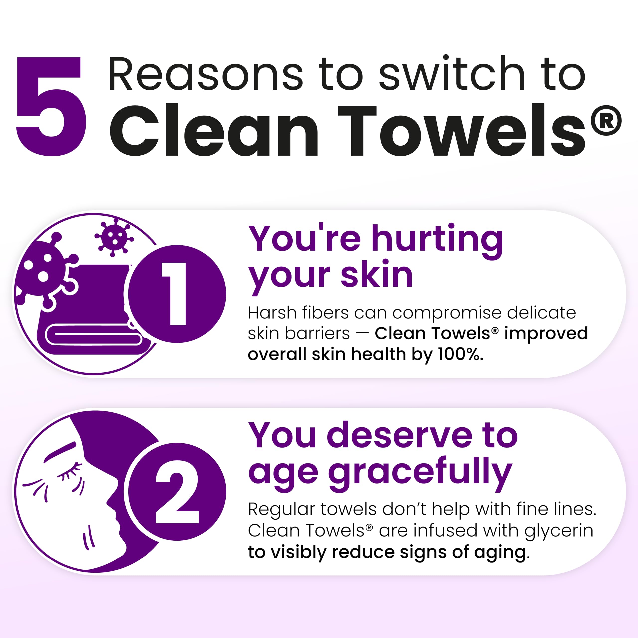 CLEAN SKIN CLUB towel held in hand demonstrating scale and ease