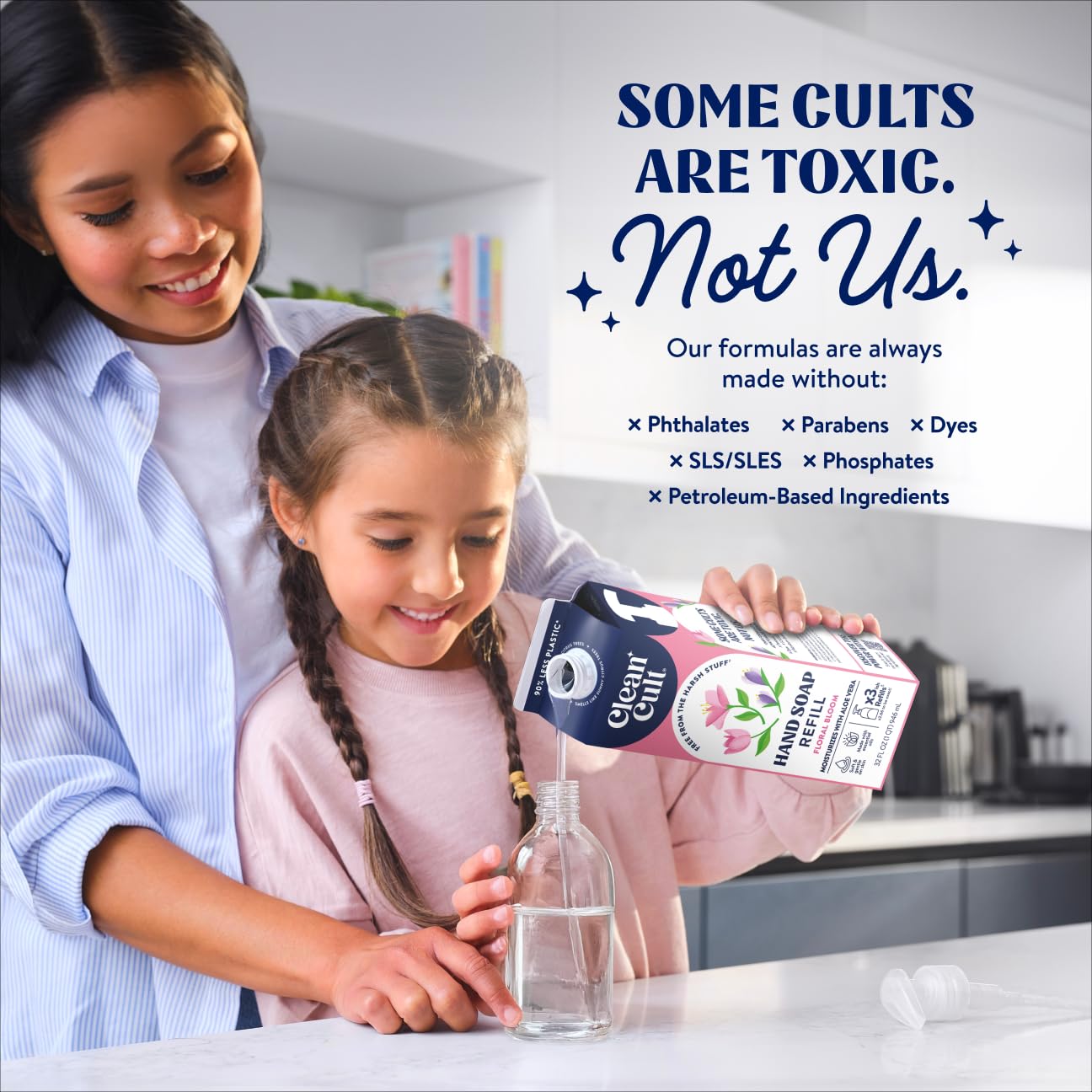 Cleancult refill on bathroom counter providing a clean lifestyle touch