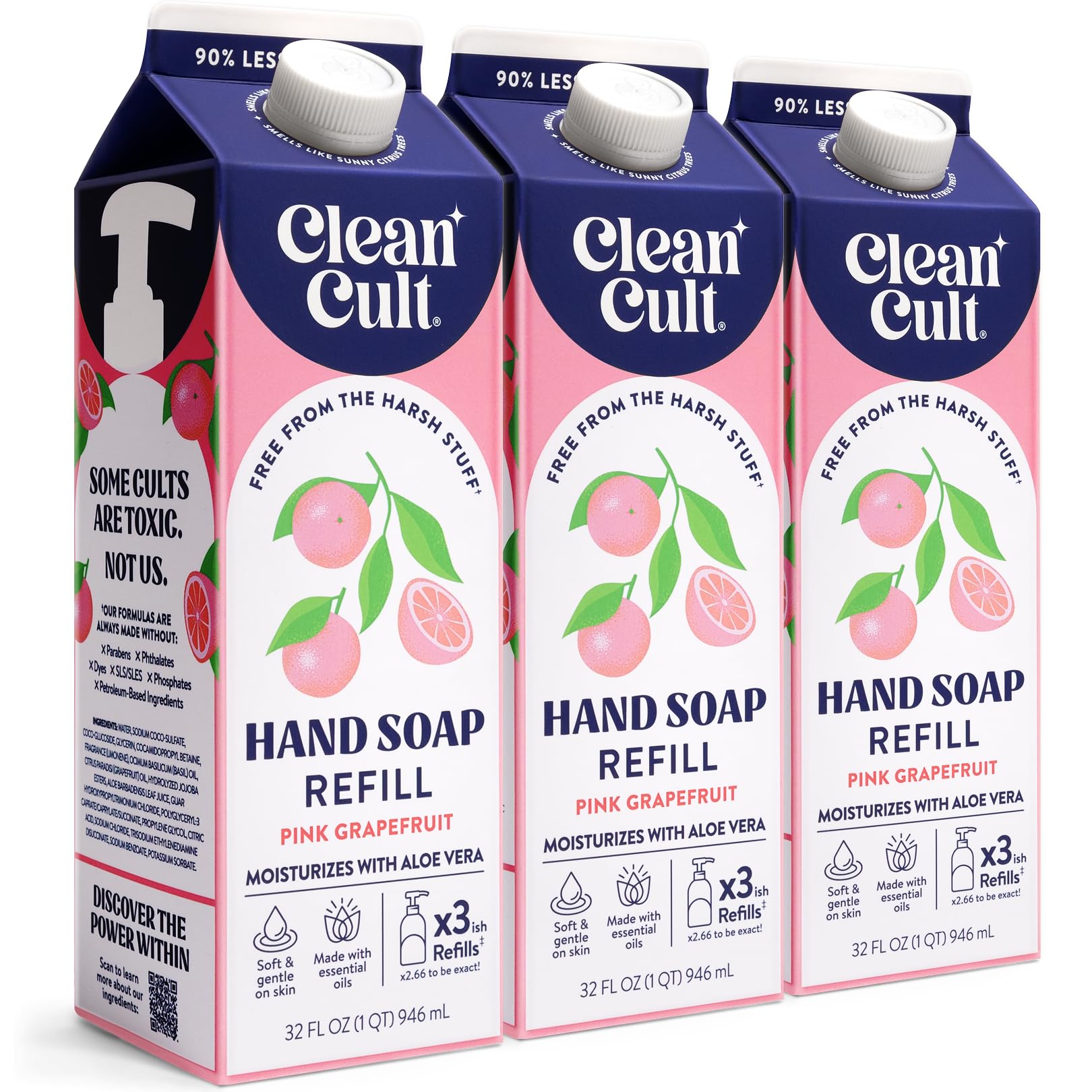 Cleancult pink grapefruit front packaging showing eco refill benefit