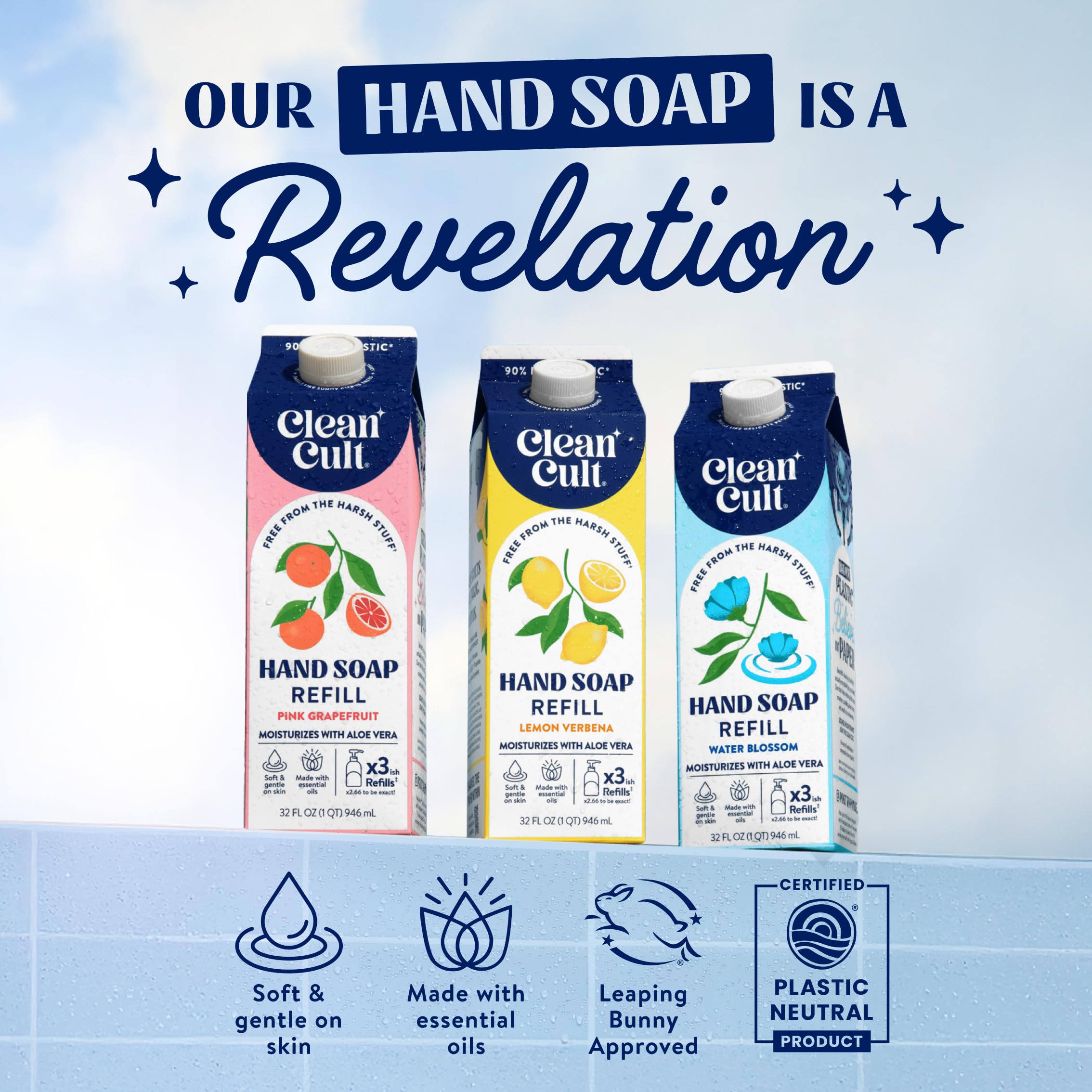 Cleancult pouring refill into a pump dispenser for effortless restocking