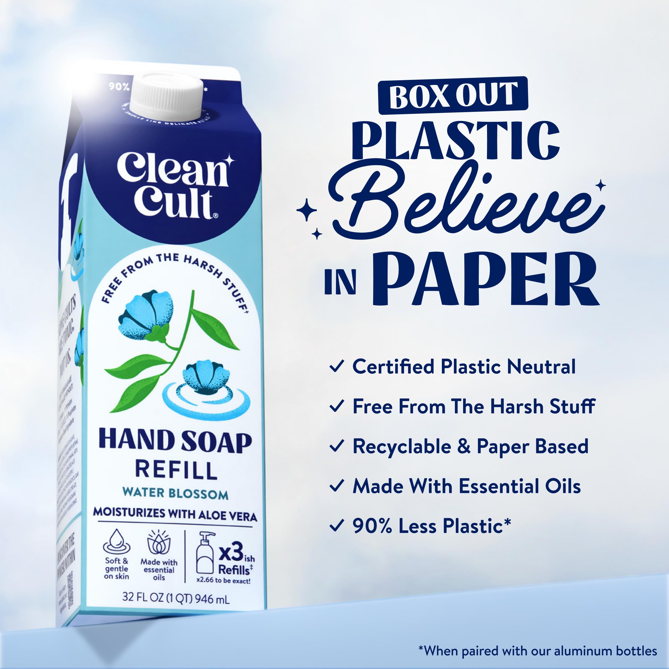 Cleancult pouch spout detail for easy refilling and spill-free transfer