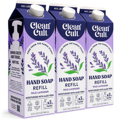 Cleancult front packaging showing wild lavender refills and eco benefit