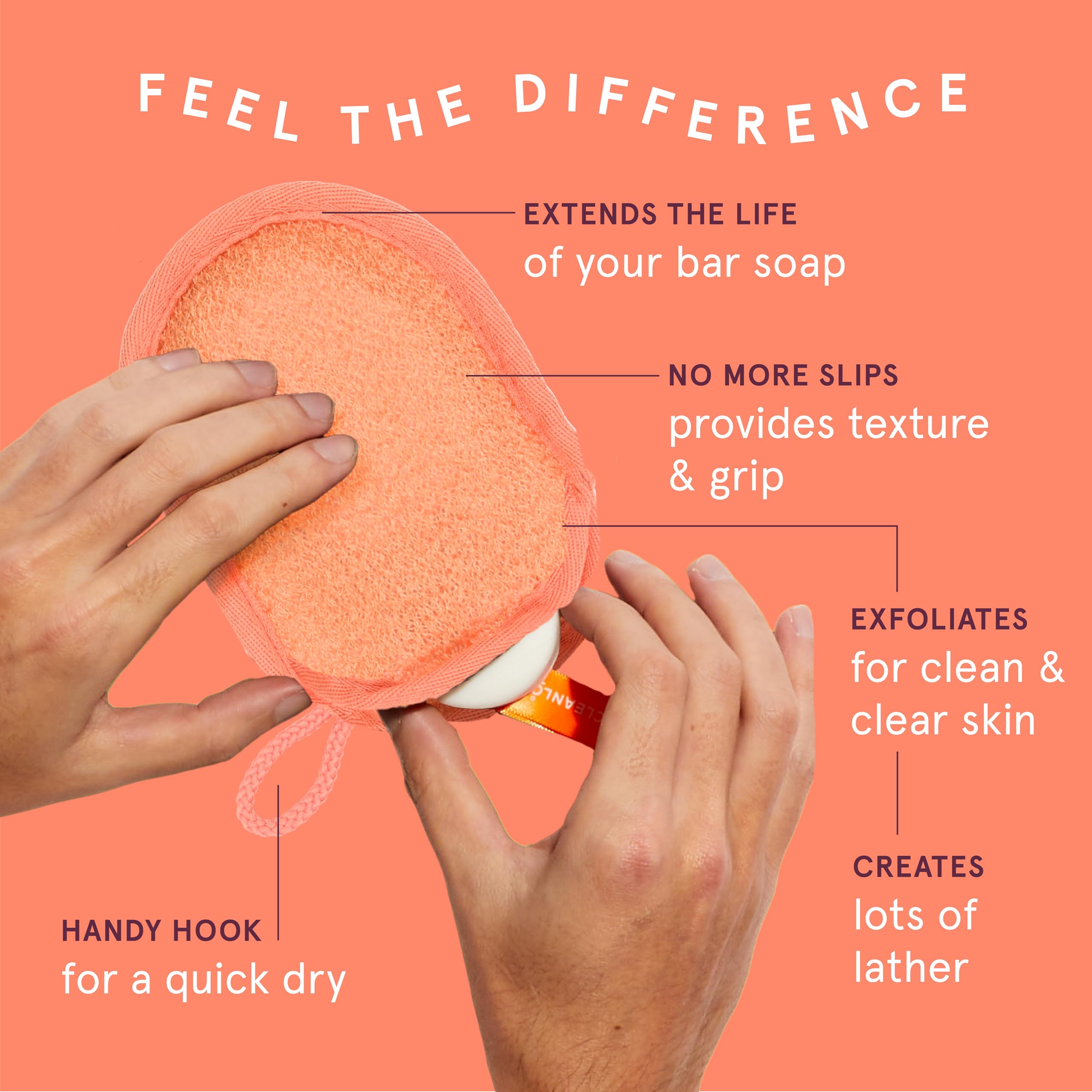 Cleanlogic close-up of the exfoliating fabric texture revealing gentle scrubbing benefit