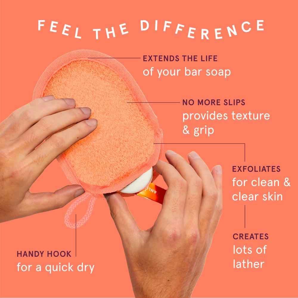 Cleanlogic close-up of the exfoliating fabric texture revealing gentle scrubbing benefit
