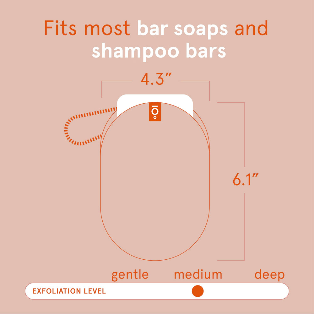 Cleanlogic mesh interior holding a bar of soap to maximize lather and prevent waste