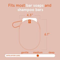 Cleanlogic mesh interior holding a bar of soap to maximize lather and prevent waste
