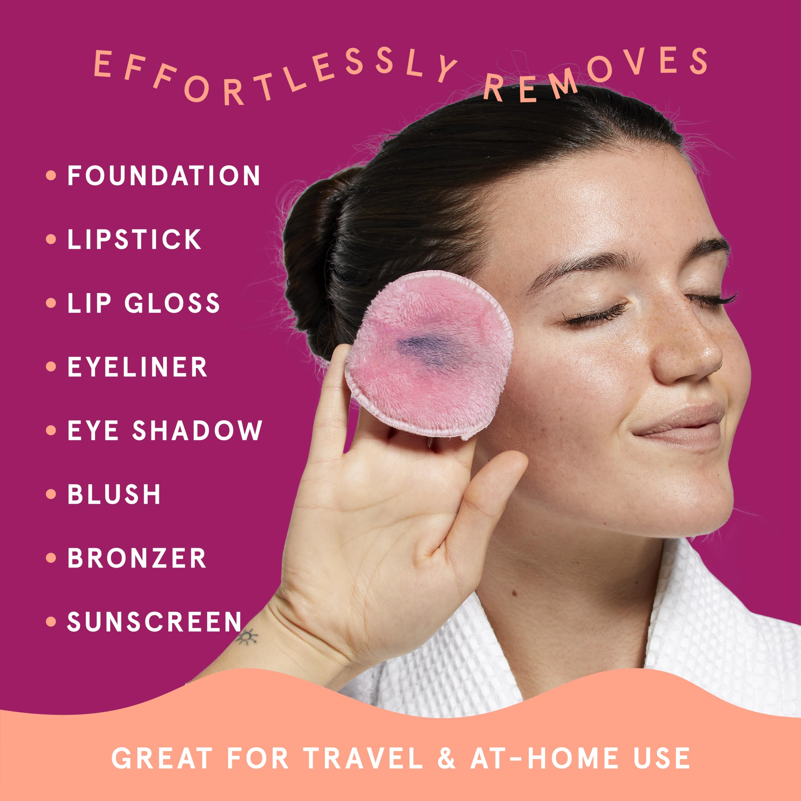 Cleanlogic pad removing makeup on face showing effective cleansing
