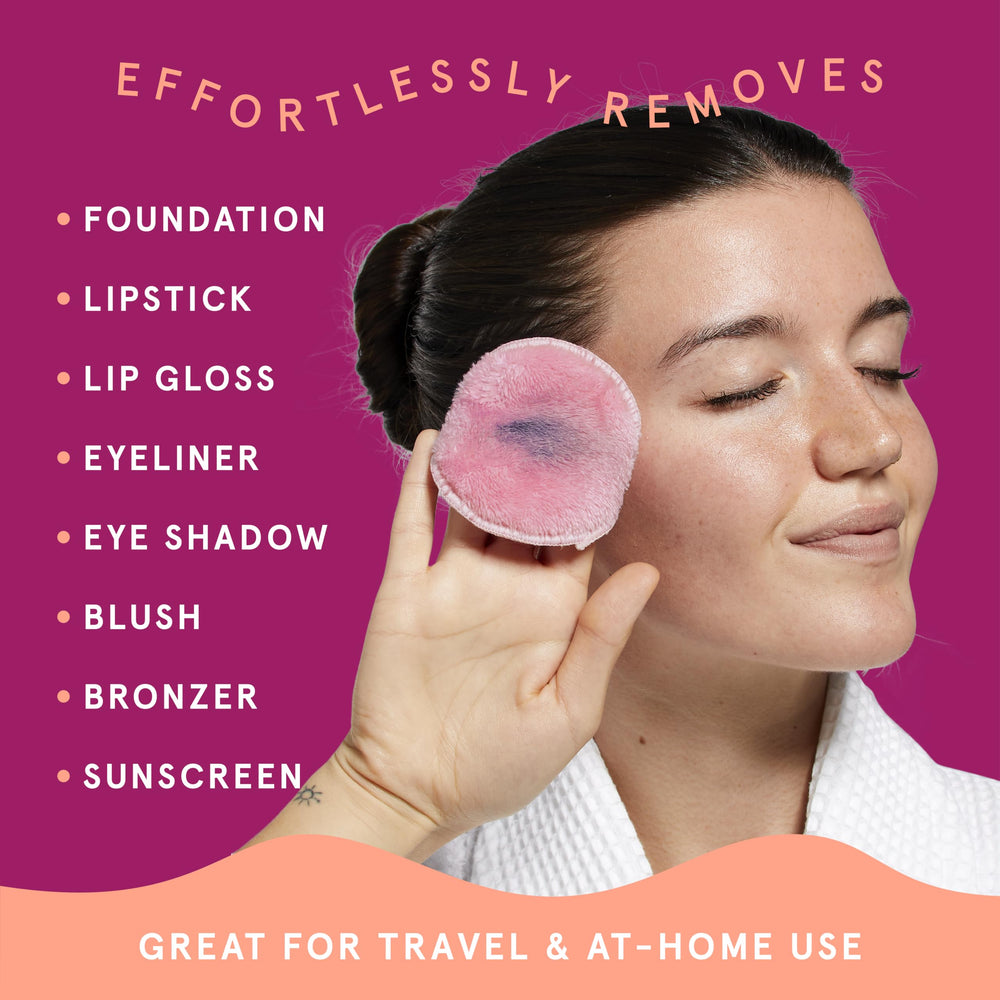 Cleanlogic pad removing makeup on face showing effective cleansing