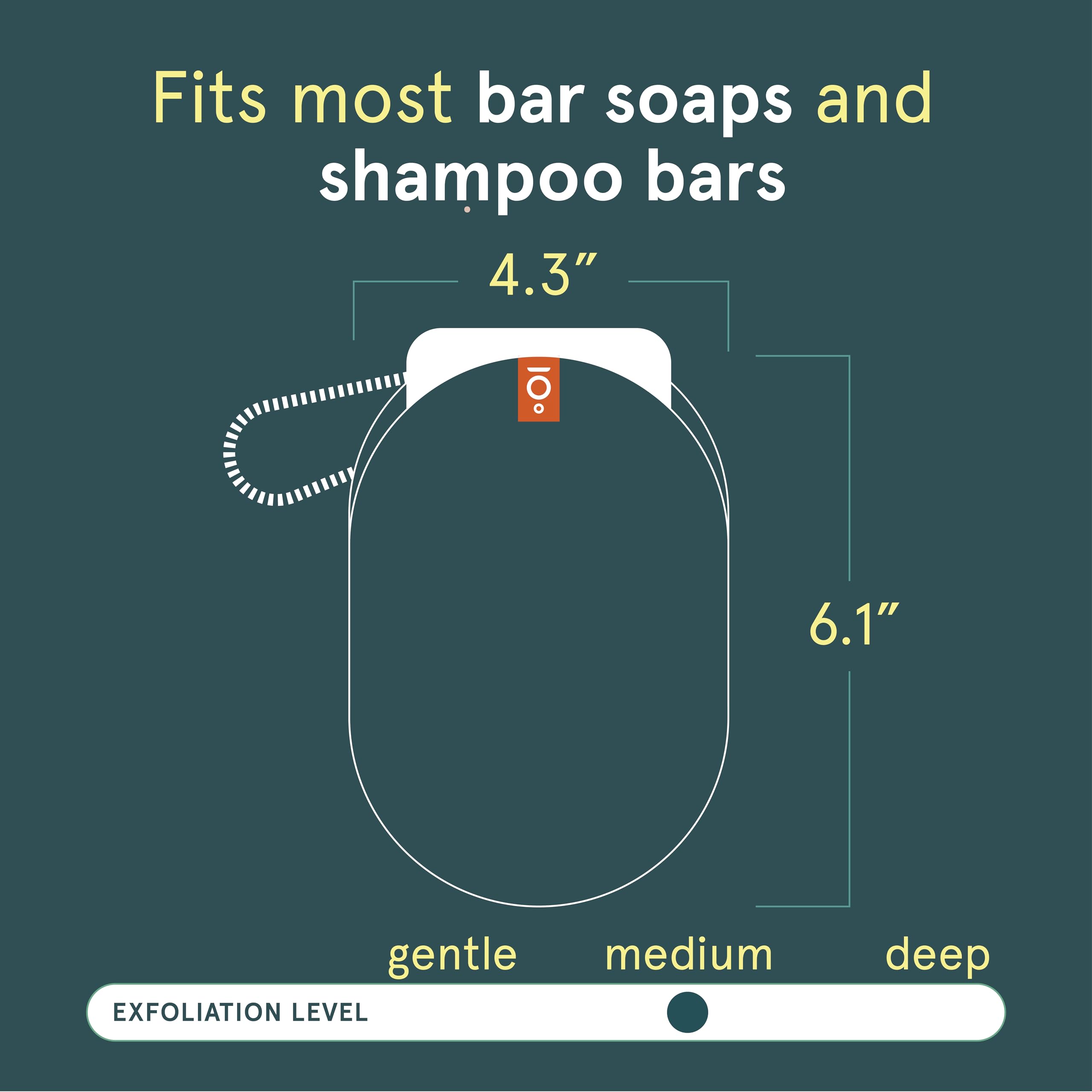 Cleanlogic scrubber pouch with bar soap inside demonstrating soap protection