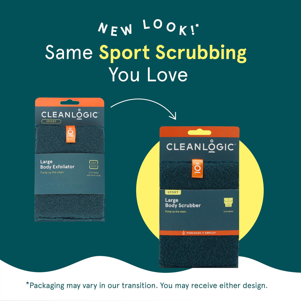 Cleanlogic scrubber in shower use removing sweat for a deep clean
