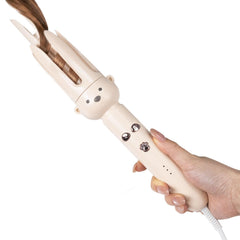 CLEANPAWS front view of automatic curler showing controls and ergonomic grip for easier styling
