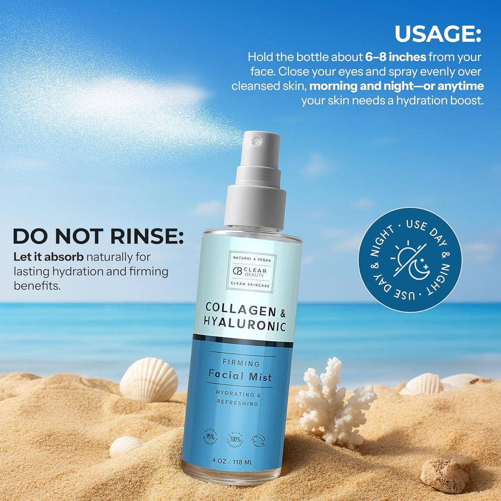 Clear Beauty bottle held in hand showing 4 oz scale for travel-friendly convenience
