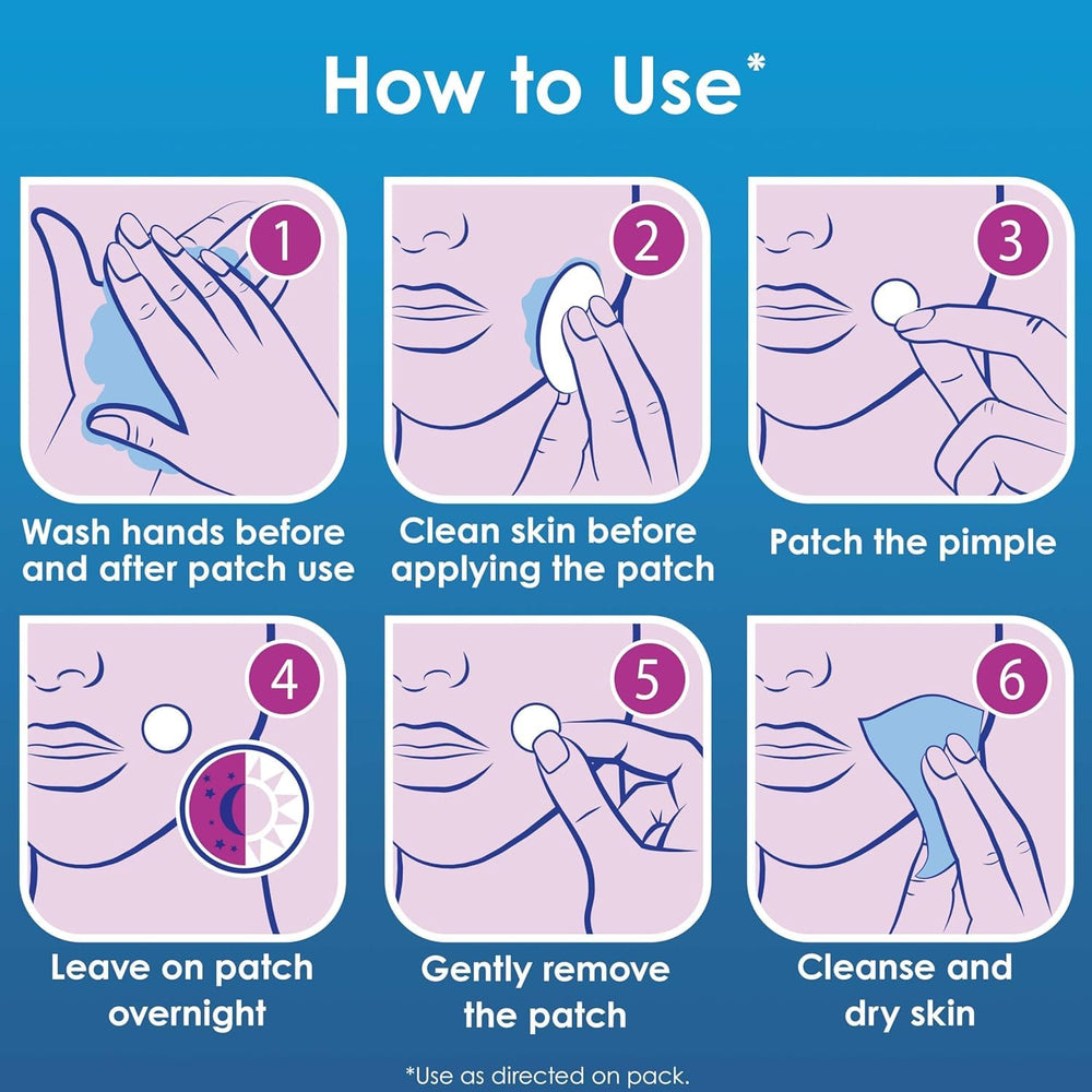 Clearasil patch beside a fingertip to show scale and easy single-spot application benefit
