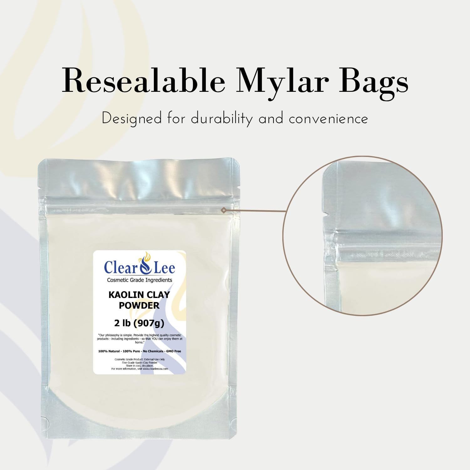 ClearLee kaolin clay blended with rose water in glass jar for a hydrating mask