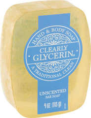 CLEARLY GLYCERIN bar close-up highlighting glycerin texture and gentle hydration
