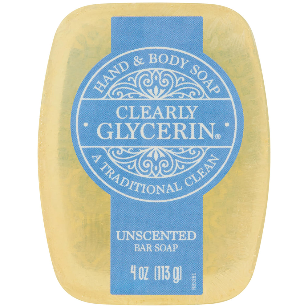 CLEARLY GLYCERIN front packaging showing 12 individually wrapped bars and benefits