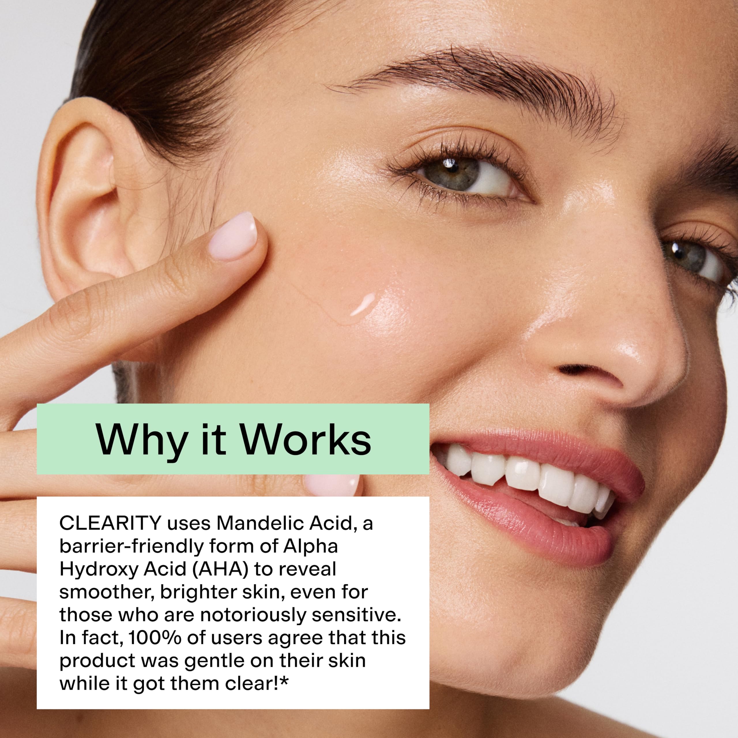 CLEARSTEM applying serum to hand demonstrating spreadability and quick sinking in